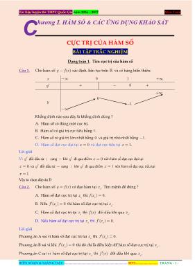 Tài liệu luyên thi quốc gia 2017 - Cực trị của hàm số